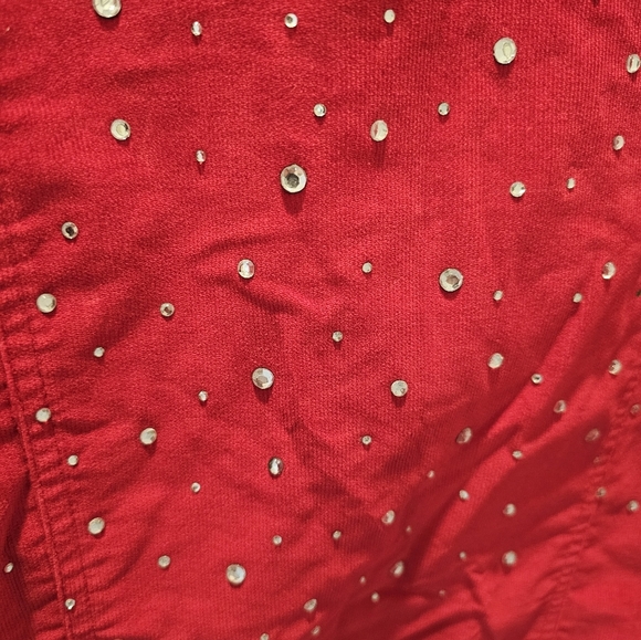 NWT Quacker Factory Red Corduroy Jacket Rhinestone Embellished Size Large - Picture 5 of 9